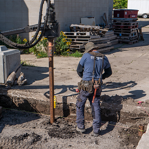 Mat from the Screw Pile Pros installs a 3.3" commercial pile