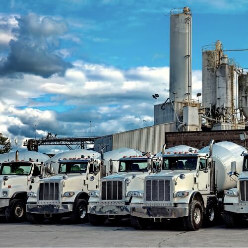 Cement Trucks lined up near Edmonton concrete plant